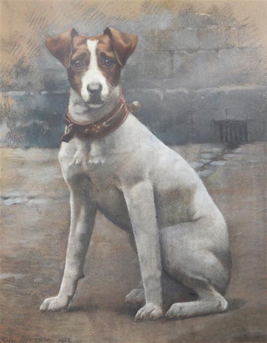 Jules Monge (French, 1855-1934) Portrait of a Jack Russell terrier 21.5 x 17in.